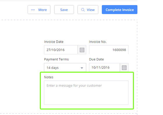 Add notes to your invoice in our invoice template