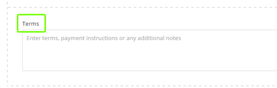 Add additional terms to your invoice in our invoice template
