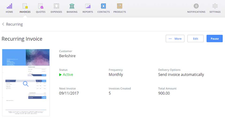 Setting up recurring invoices is simple in Debitoor invoicing software