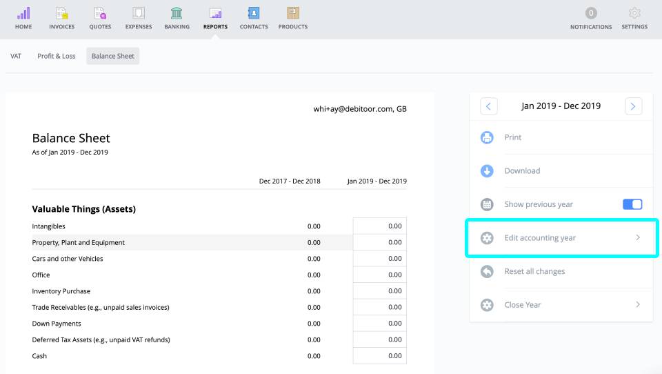 Setting your accounting year in Debitoor invoicing & accounting software
