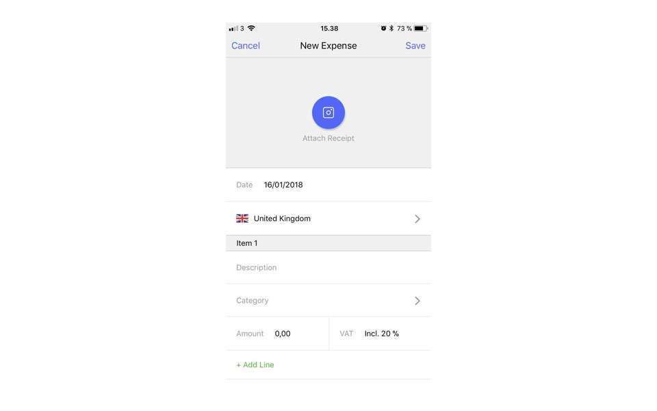 Take a photo to attach a receipt to your expense via the Debitoor mobile app for invoicing & accounting