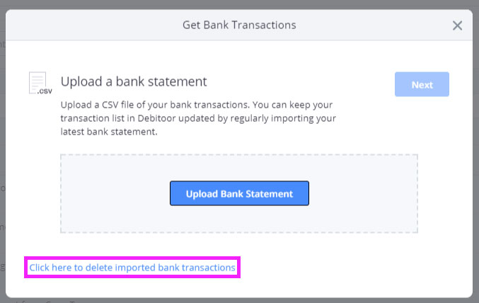 Undo your last bank statment upload with just a few clicks in Debitoor accounting & invoicing software