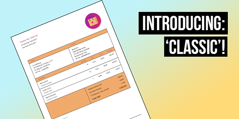 The new classic invoice template in Debitoor invoicing software