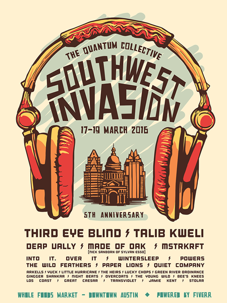 Southwest Invasion music festival poster by Mary Delaney
