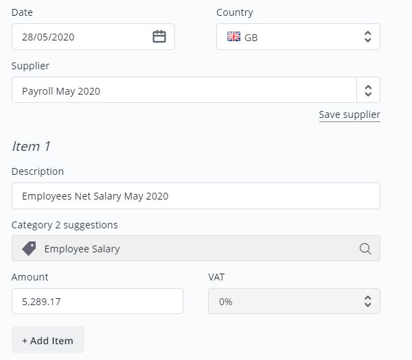 Adding net salaries to payroll expense