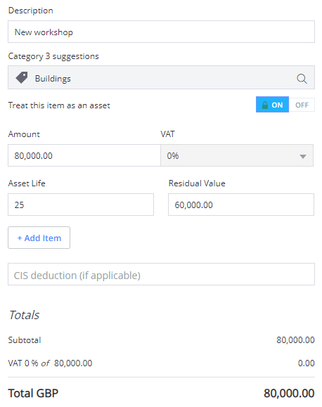 It's easy to categorise expenses as assets with Debitoor's automatic expense categories