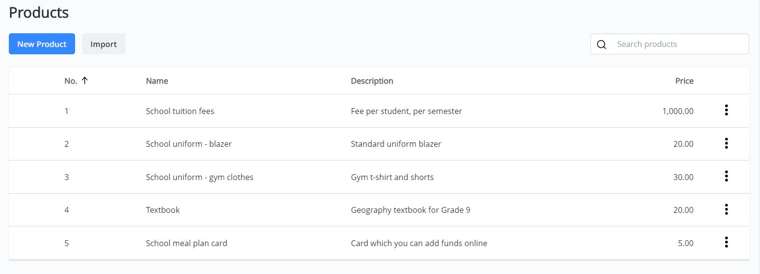 Image showing school product list example