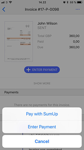 Pay an invoice instantly through your SumUp card reader