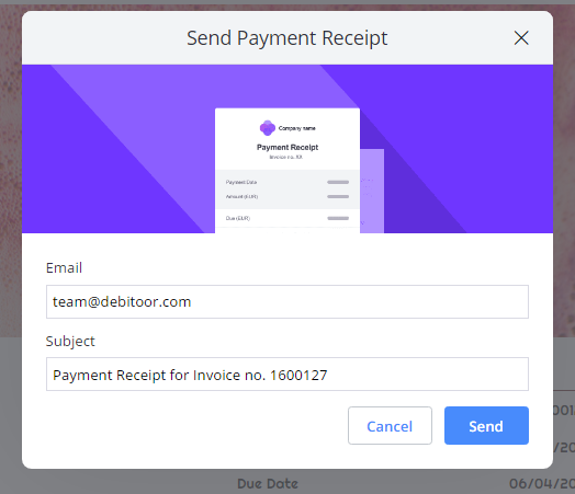 Change the subject of the email and add more email addresses to the recipients of the payment receipt