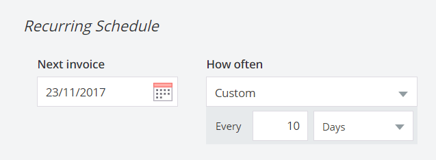 Set a custom frequency for recurring invoices in your Debitoor invoicing software account