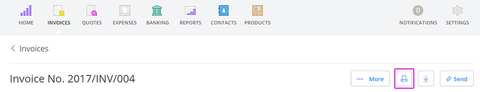 Printing your invoice from Debitoor invoicing software is easy