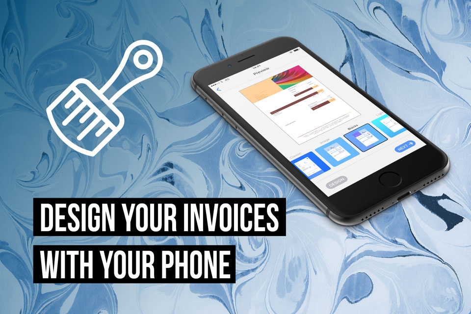 Also new in the Debitoor invoicing software iPhone app: change your invoice template design