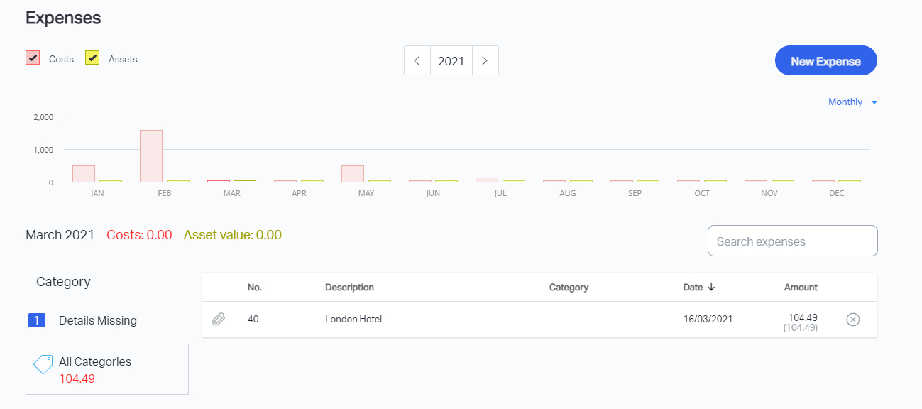 Example of recorded expense with your Debitoor alias.