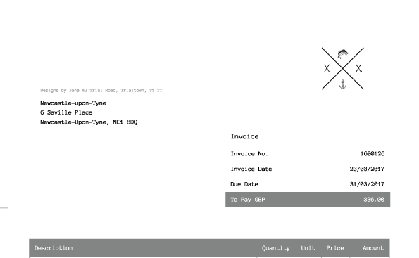 The classic invoice design in Debitoor invoice templates