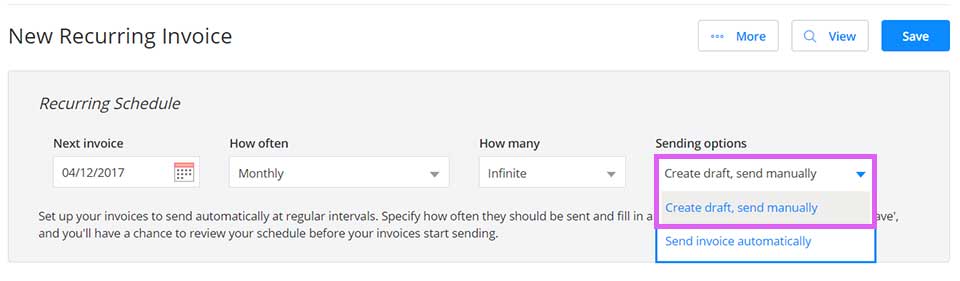 It's now possible to set up a recurring proforma invoice in Debitoor invoicing software