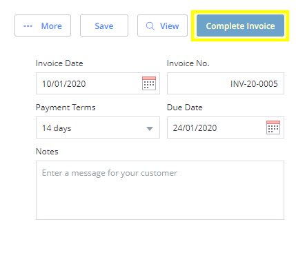 A screenshot showing how to finalise a proforma invoice with Debitoor invoicing software