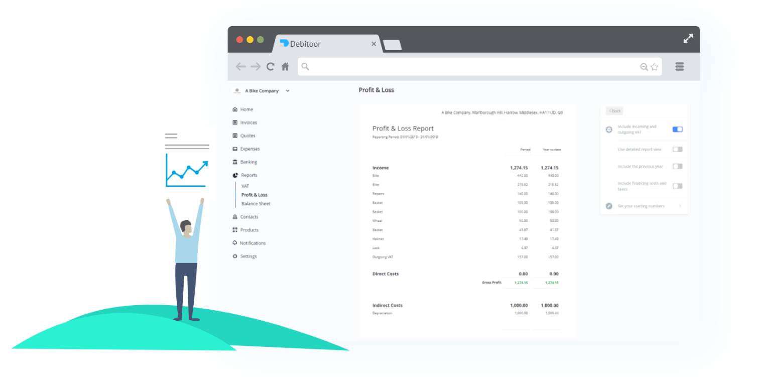 Debitoor invoicing and financial reporting software for freelancers and small businesses makes it create financial reports