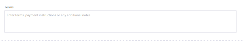 The terms and notes section of your invoice template allow you to add extra information for your customer