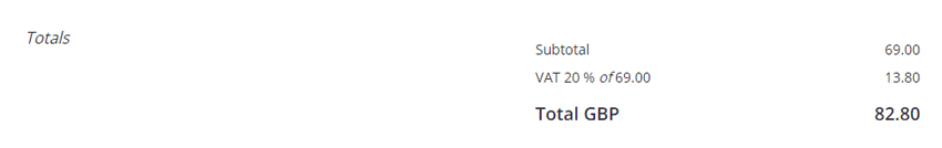 Subtotal, VAT and discounts/deductions are automatically calculated in your invoice template