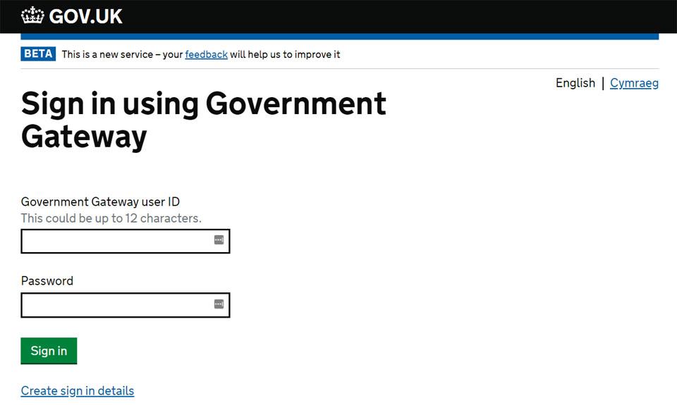 HMRC's login and authorisation portal for MTD software like Debitoor.