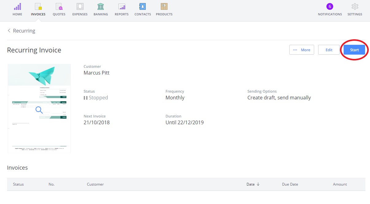 Step five of recurring invoices in Debitoor invoice software