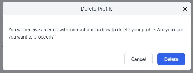 A screenshot of the Debitoor web app, showing how you can delete your account